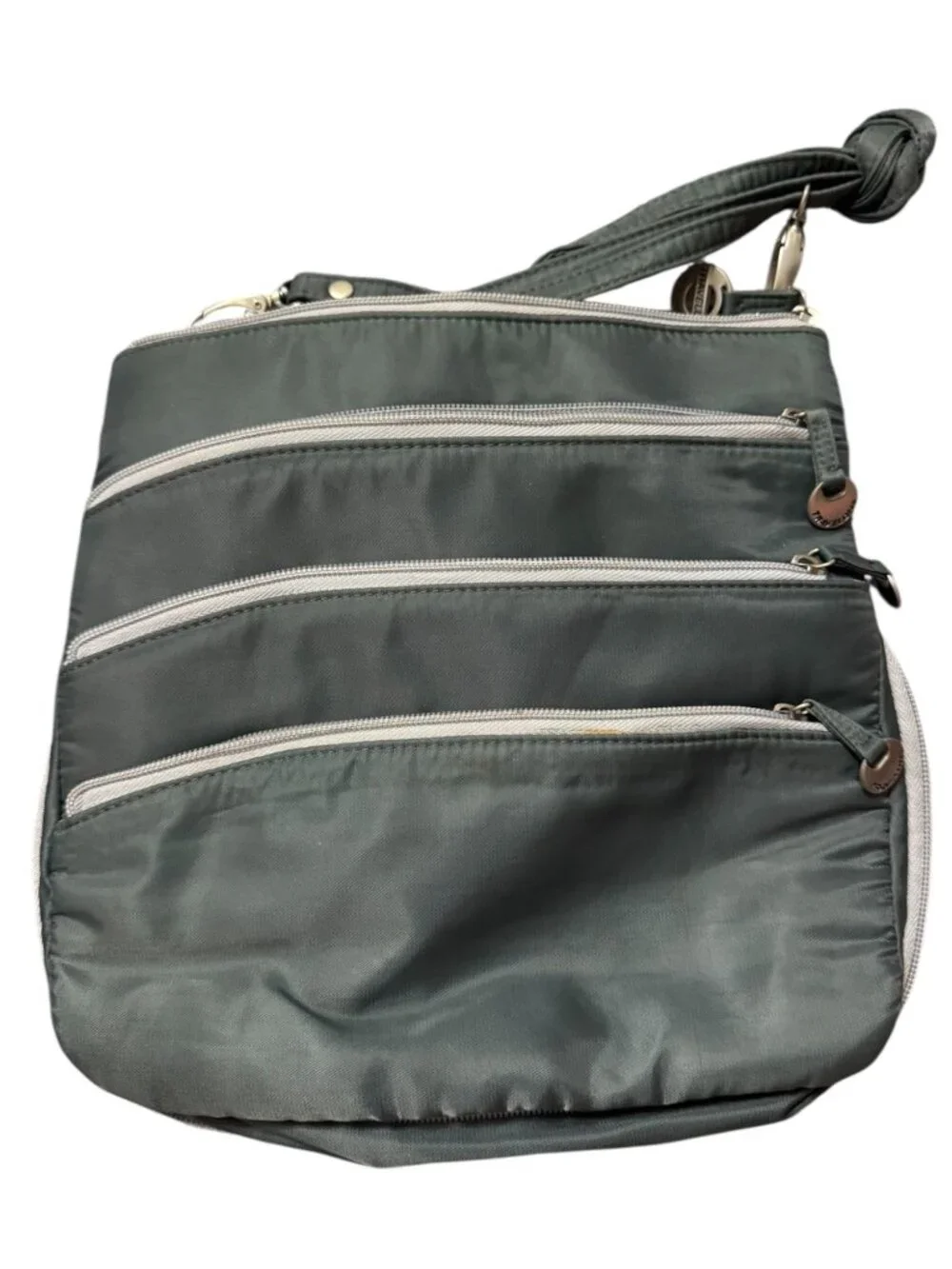 Travelon Gray Anti-Theft Crossbody Bag Organizer Purse Multiple Zip Pockets